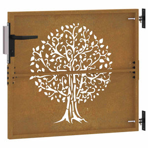 Cancello da Giardino 85x100 cm in Acciaio Corten Design Albero