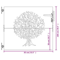 Cancello da Giardino 85x100 cm in Acciaio Corten Design Albero 153209