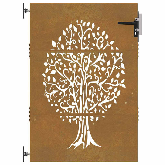 Cancello da Giardino 85x125 cm in Acciaio Corten Design Albero
