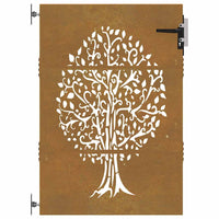 Cancello da Giardino 85x125 cm in Acciaio Corten Design Albero 153210