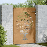 Cancello da Giardino 85x125 cm in Acciaio Corten Design Albero 153210