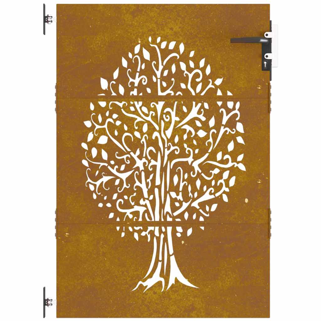 Cancello da Giardino 85x125 cm in Acciaio Corten Design Albero 153210