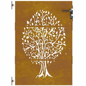 Cancello da Giardino 85x125 cm in Acciaio Corten Design Albero 153210