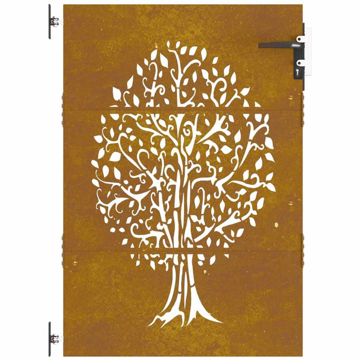 Cancello da Giardino 85x125 cm in Acciaio Corten Design Albero 153210