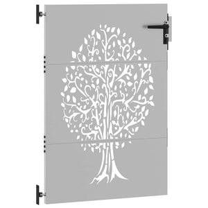 Cancello da Giardino 85x125 cm in Acciaio Corten Design Albero 153210