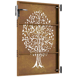 Cancello da Giardino 85x125 cm in Acciaio Corten Design Albero 153210