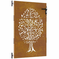 vidaXL Cancello da Giardino 85x150 cm in Acciaio Corten Design Albero