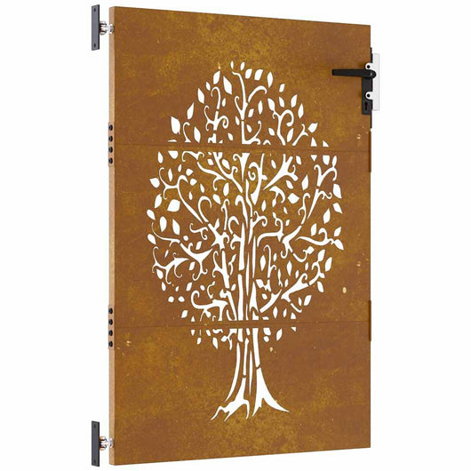 vidaXL Cancello da Giardino 85x150 cm in Acciaio Corten Design Albero