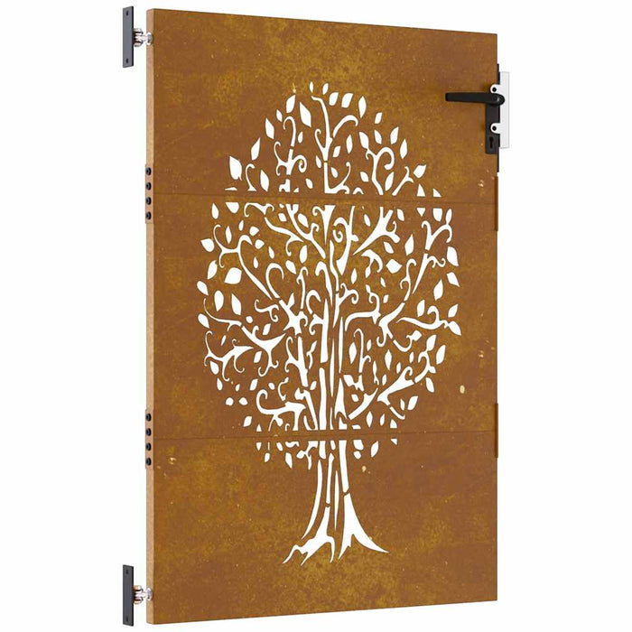 vidaXL Cancello da Giardino 85x150 cm in Acciaio Corten Design Albero