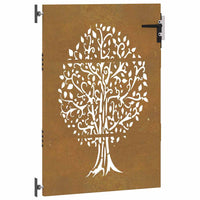 Cancello da Giardino 85x150 cm in Acciaio Corten Design Albero 153211