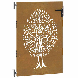 Cancello da Giardino 85x150 cm in Acciaio Corten Design Albero 153211
