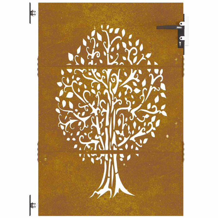 vidaXL Cancello da Giardino 85x150 cm in Acciaio Corten Design Albero