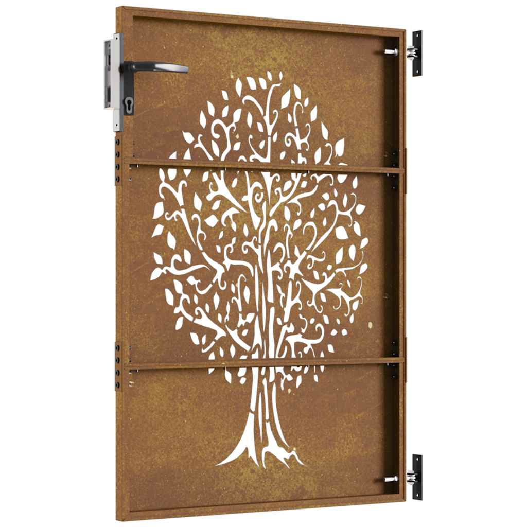 vidaXL Cancello da Giardino 85x150 cm in Acciaio Corten Design Albero