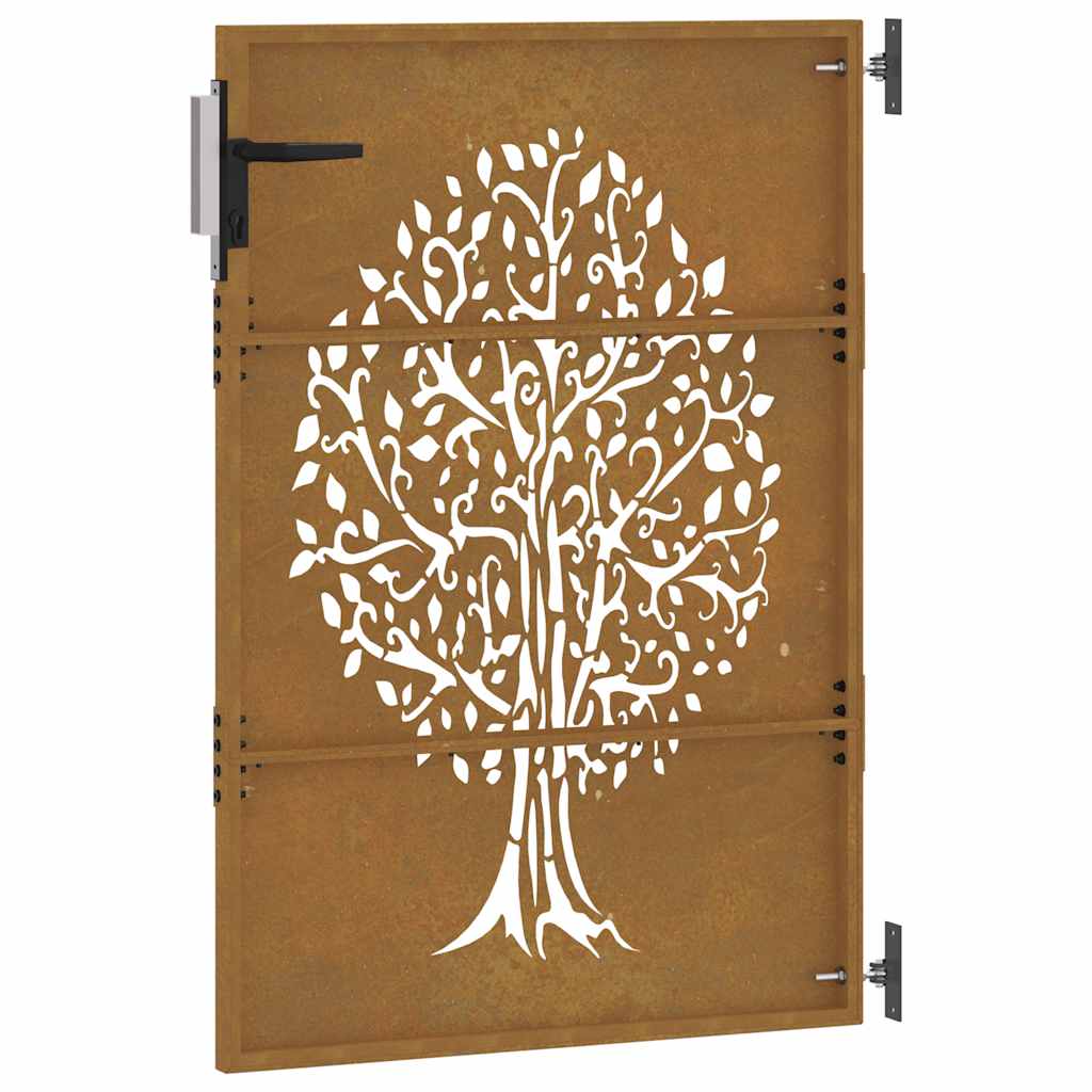 Cancello da Giardino 85x150 cm in Acciaio Corten Design Albero 153211