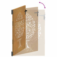 vidaXL Cancello da Giardino 85x150 cm in Acciaio Corten Design Albero
