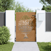 Cancello da Giardino 85x150 cm in Acciaio Corten Design Albero 153211