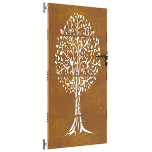 vidaXL Cancello da Giardino 85x200 cm in Acciaio Corten Design Albero