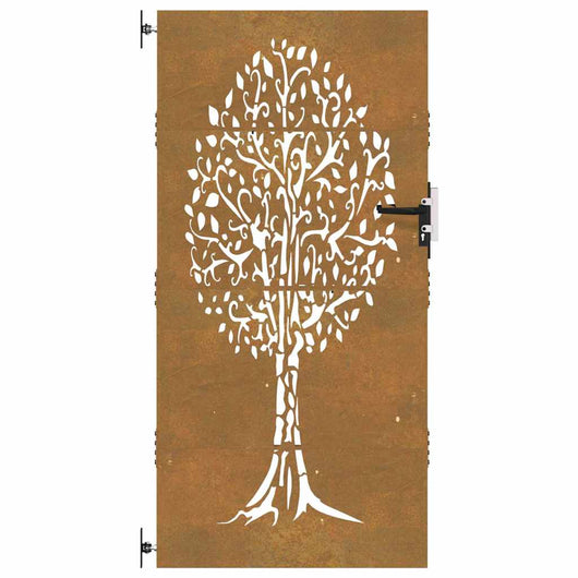 Cancello da Giardino 85x200 cm in Acciaio Corten Design Albero 153213