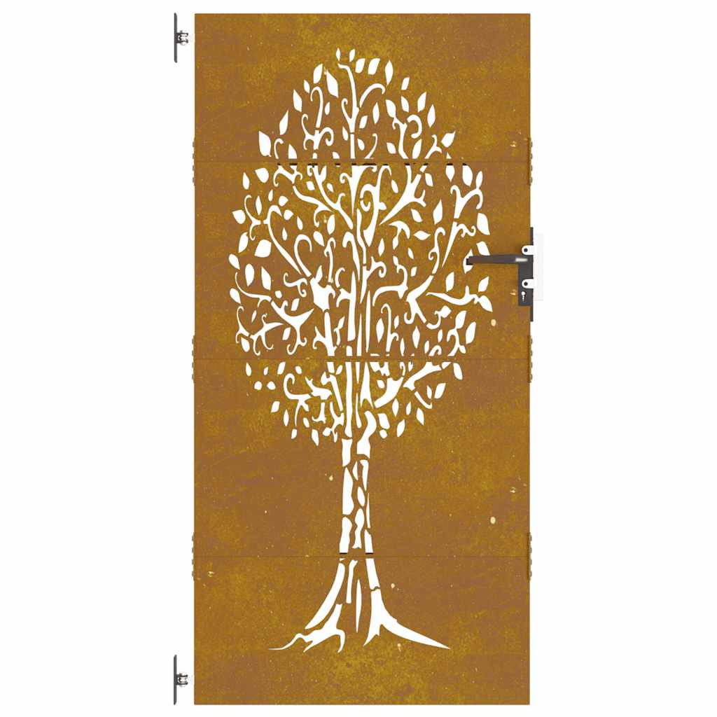 Cancello da Giardino 85x200 cm in Acciaio Corten Design Albero 153213