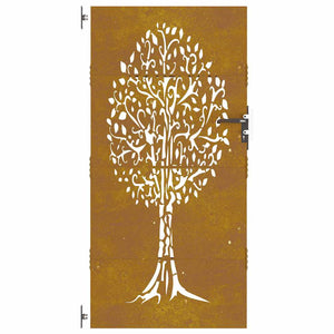 Cancello da Giardino 85x200 cm in Acciaio Corten Design Albero 153213