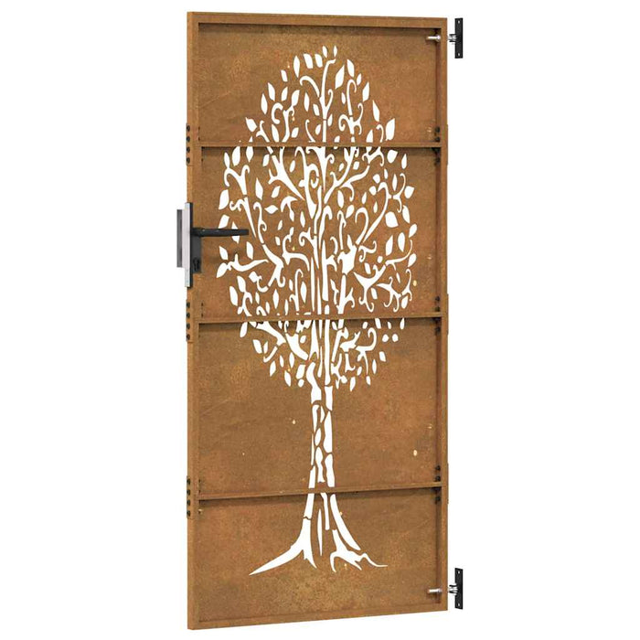 vidaXL Cancello da Giardino 85x200 cm in Acciaio Corten Design Albero