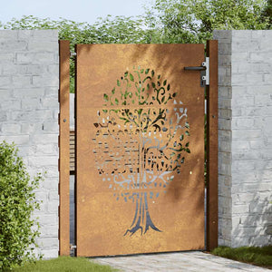 Cancello da Giardino 105x130 cm in Acciaio Corten Design Albero