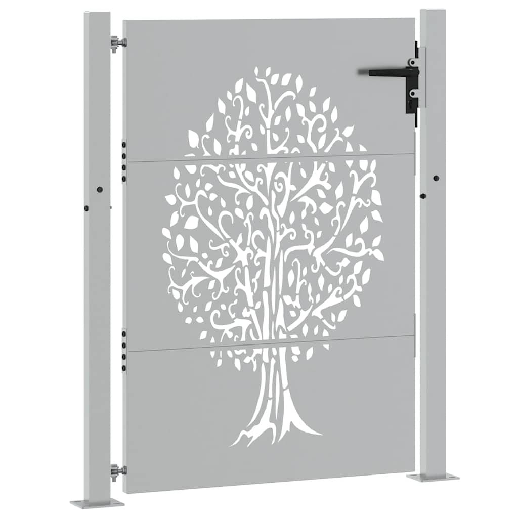 Cancello da Giardino 105x130 cm in Acciaio Corten Design Albero