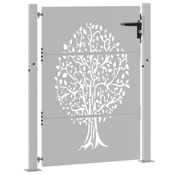 Cancello da Giardino 105x130 cm in Acciaio Corten Design Albero