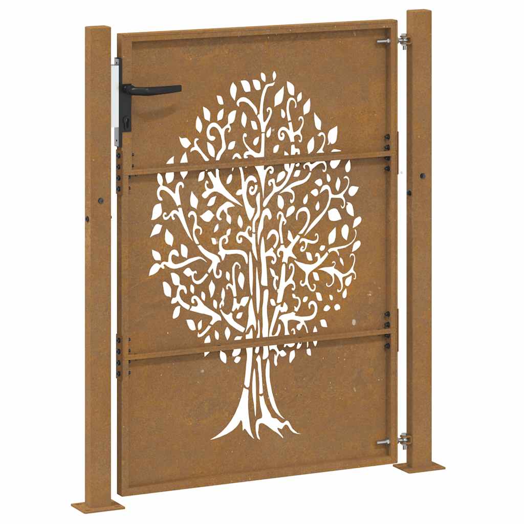 Cancello da Giardino 105x130 cm in Acciaio Corten Design Albero