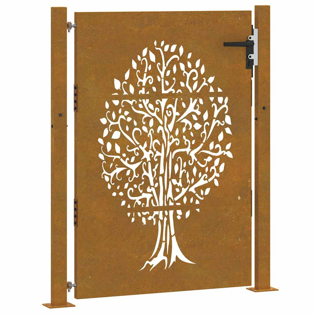 Cancello da Giardino 105x155 cm in Acciaio Corten Design Albero
