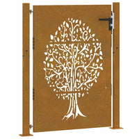 Cancello da Giardino 105x155 cm in Acciaio Corten Design Albero