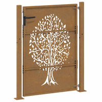 Cancello da Giardino 105x155 cm in Acciaio Corten Design Albero