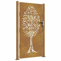 Cancello da Giardino 105x180 cm in Acciaio Corten Design Albero 153218