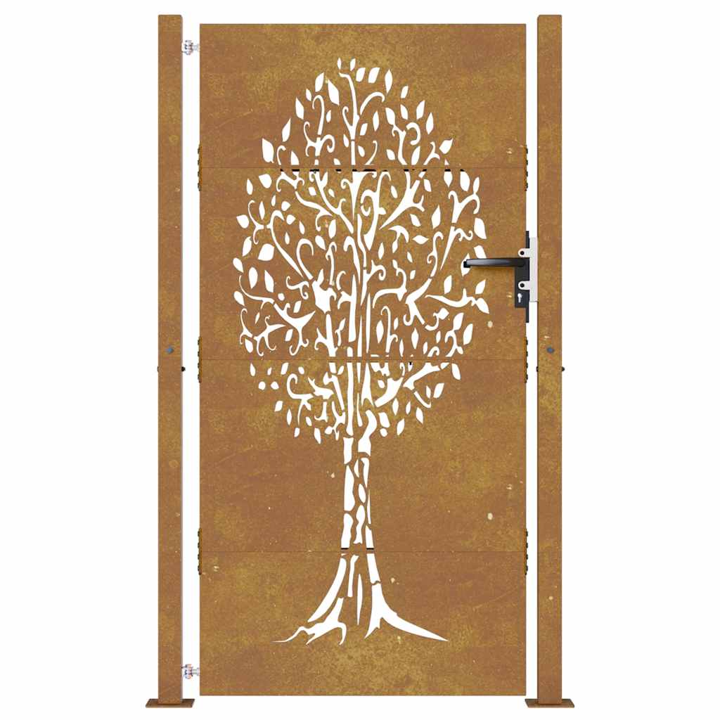 Cancello da Giardino 105x180 cm in Acciaio Corten Design Albero 153218