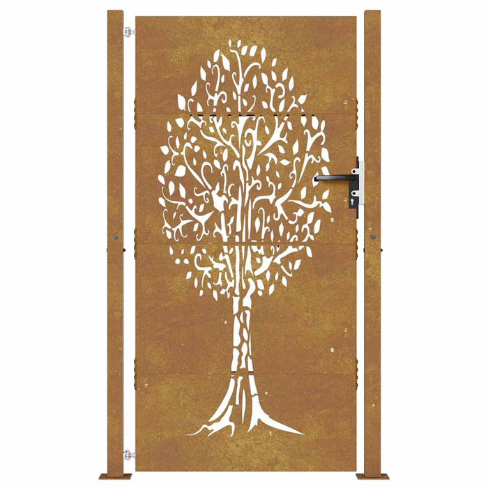Cancello da Giardino 105x180 cm in Acciaio Corten Design Albero 153218