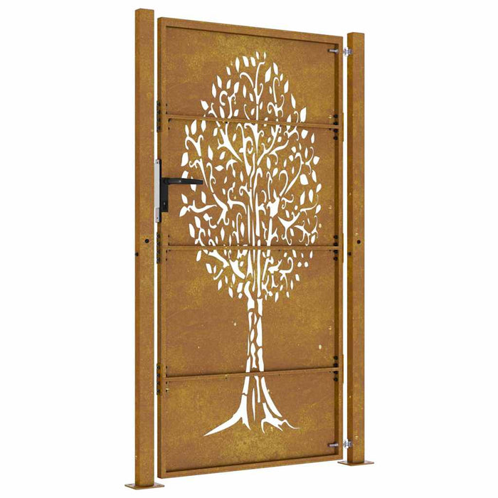 Cancello da Giardino 105x180 cm in Acciaio Corten Design Albero 153218