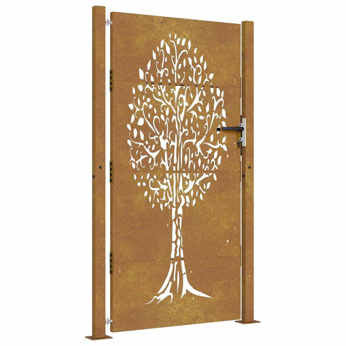 Cancello da Giardino 105x205 cm in Acciaio Corten Design Albero