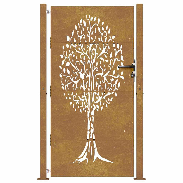 Cancello da Giardino 105x205 cm in Acciaio Corten Design Albero 153219