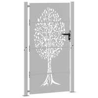 Cancello da Giardino 105x205 cm in Acciaio Corten Design Albero