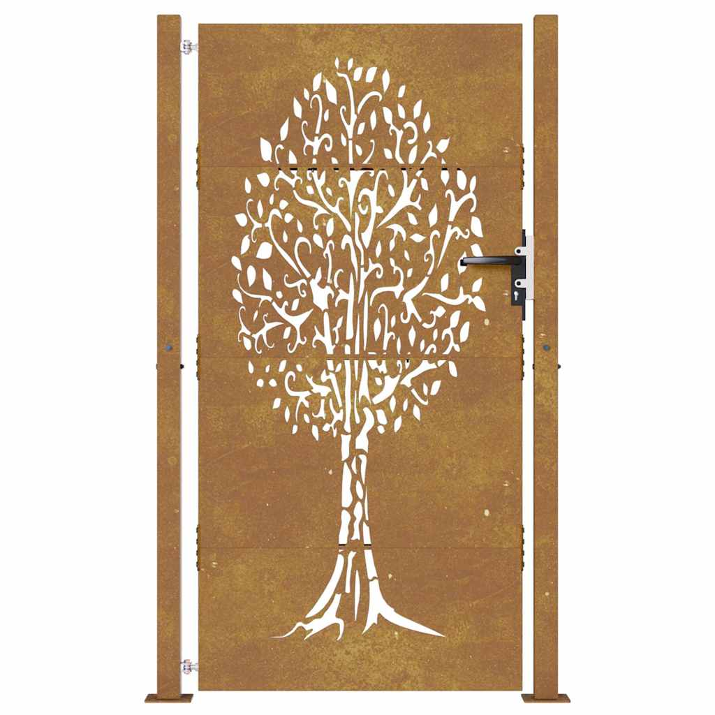 Cancello da Giardino 105x205 cm in Acciaio Corten Design Albero 153219