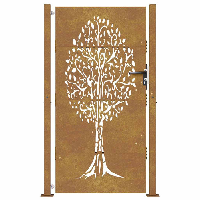 Cancello da Giardino 105x205 cm in Acciaio Corten Design Albero 153219