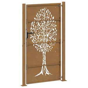 Cancello da Giardino 105x205 cm in Acciaio Corten Design Albero 153219