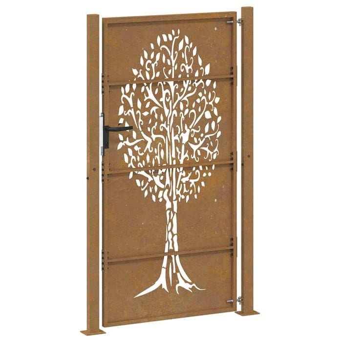 Cancello da Giardino 105x205 cm in Acciaio Corten Design Albero 153219