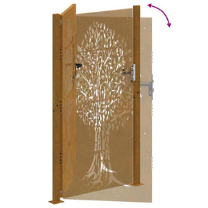 Cancello da Giardino 105x205 cm in Acciaio Corten Design Albero 153219