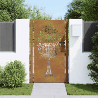 Cancello da Giardino 105x205 cm in Acciaio Corten Design Albero