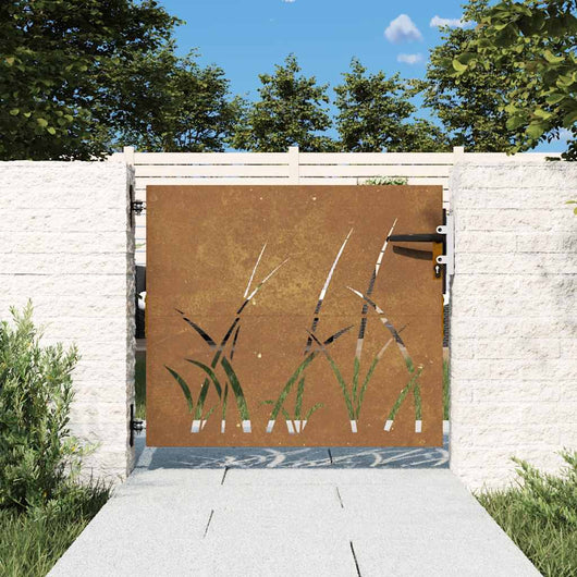 Cancello da Giardino 85x75 cm in Acciaio Corten Design Erba 153220