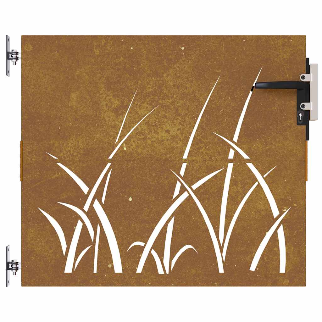 Cancello da Giardino 85x100 cm in Acciaio Corten Design Erba 153221