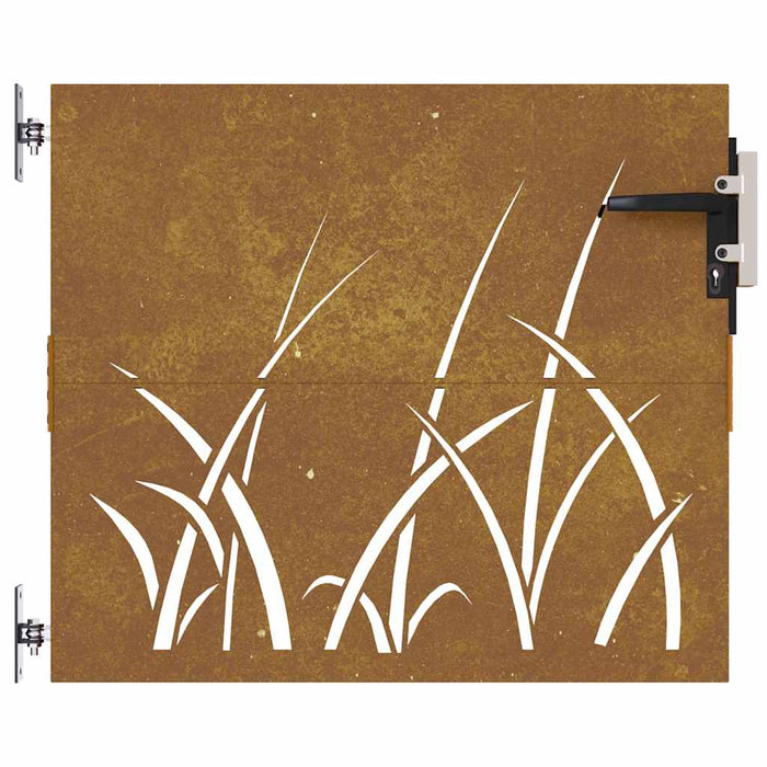 Cancello da Giardino 85x100 cm in Acciaio Corten Design Erba 153221