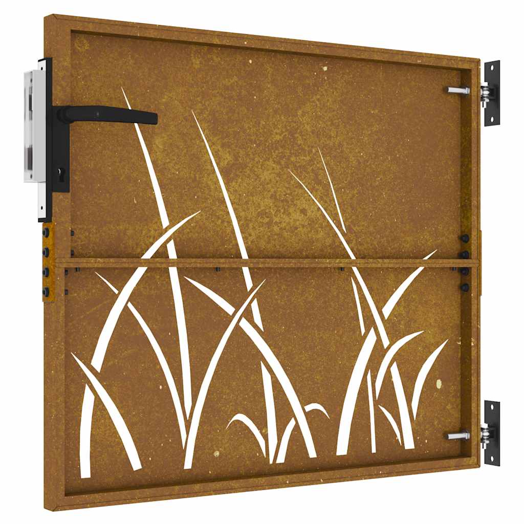 Cancello da Giardino 85x100 cm in Acciaio Corten Design Erba 153221