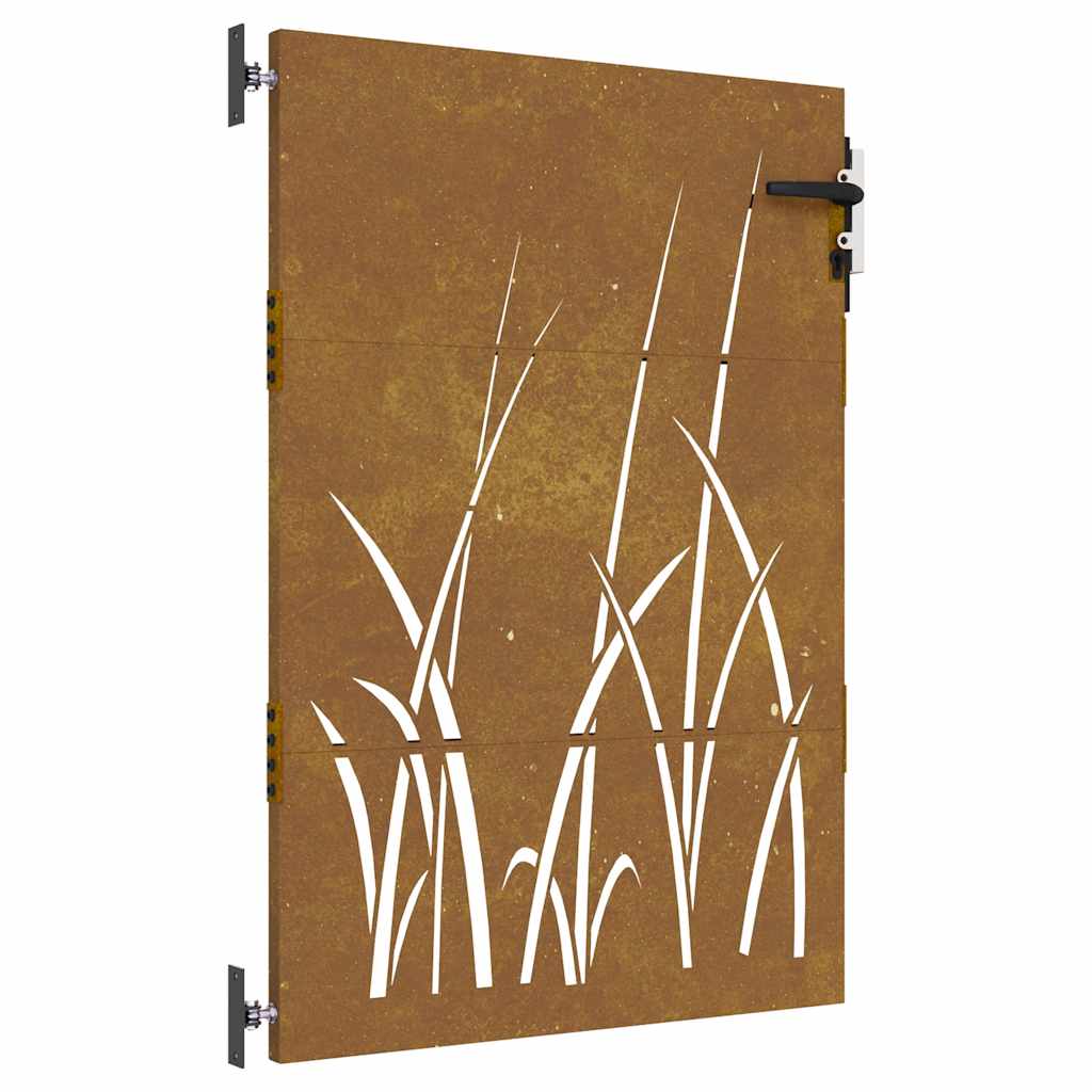 Cancello da Giardino 85x125 cm in Acciaio Corten Design Erba 153222